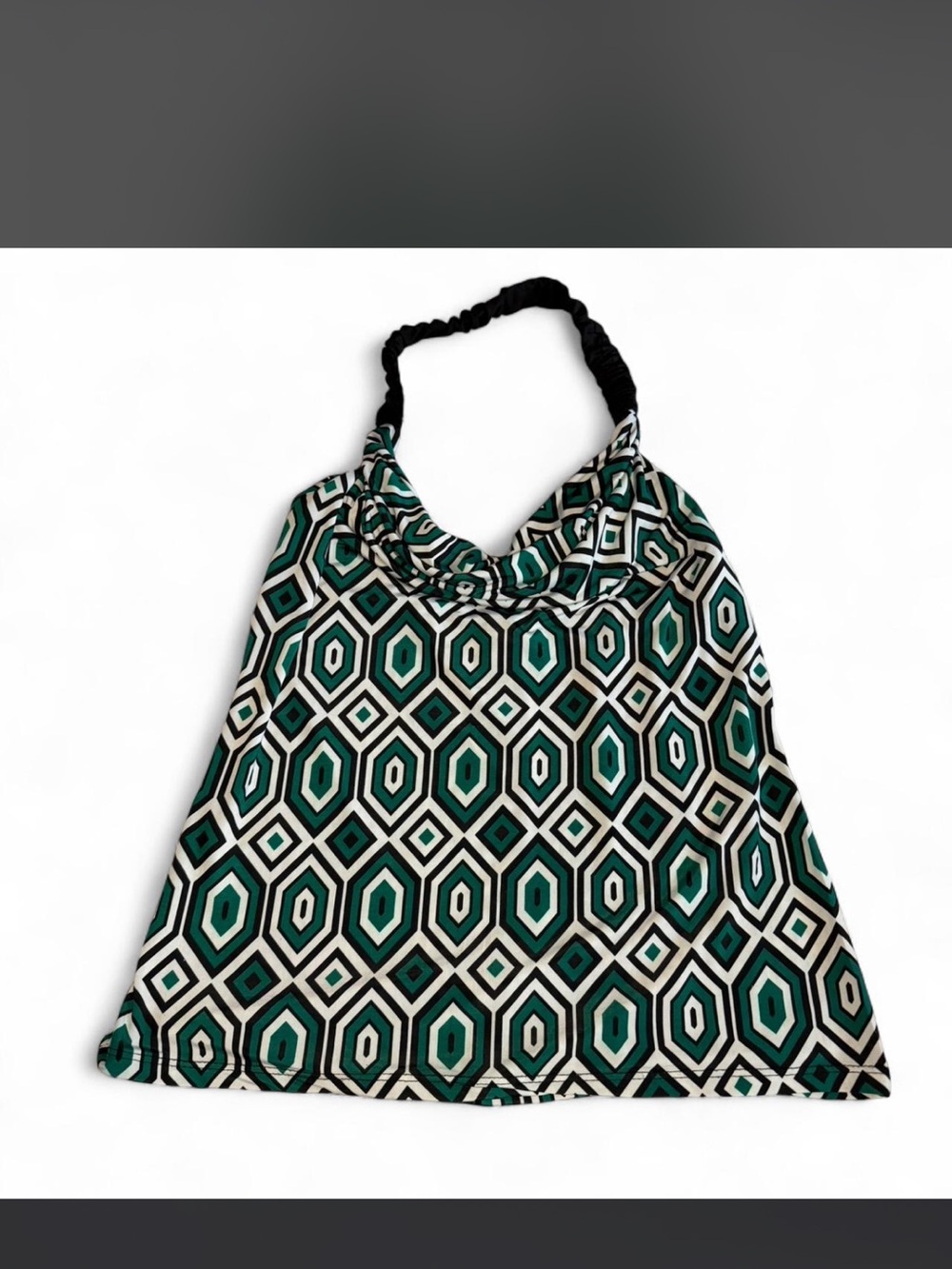 Dots Green Geometric Print Tote with Black Handle